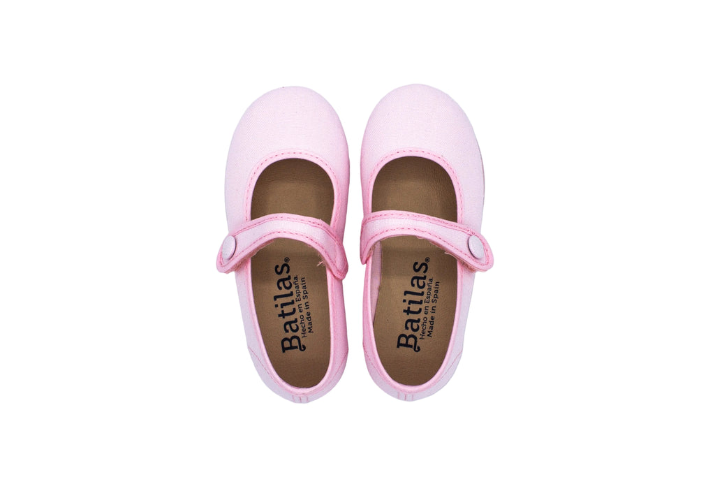 Ballerine in cotone con velcro rosa