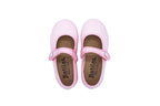 Ballerine in cotone con velcro rosa
