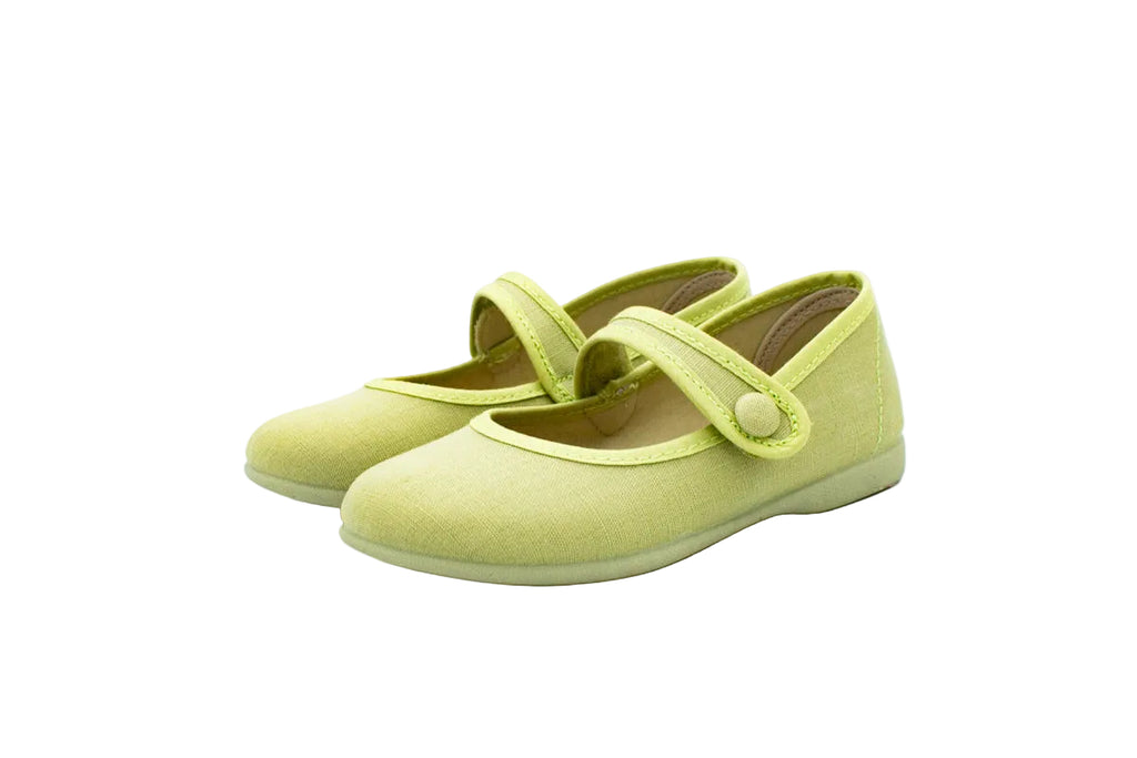 Ballerine in cotone con velcro verde salvia
