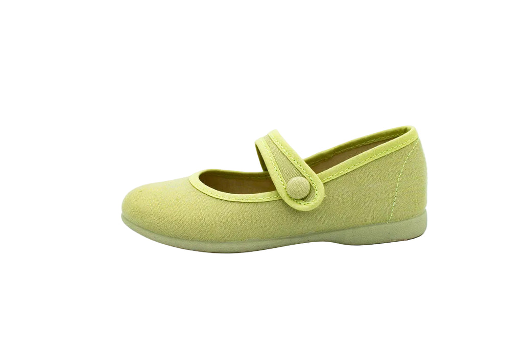 Ballerine in cotone con velcro verde salvia