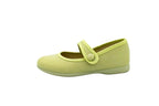 Ballerine in cotone con velcro verde salvia