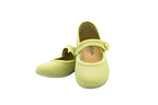 Ballerine in cotone con velcro verde salvia