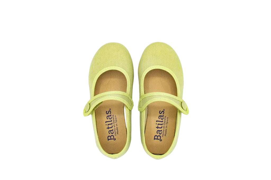 Ballerine in cotone con velcro verde salvia