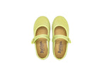 Ballerine in cotone con velcro verde salvia