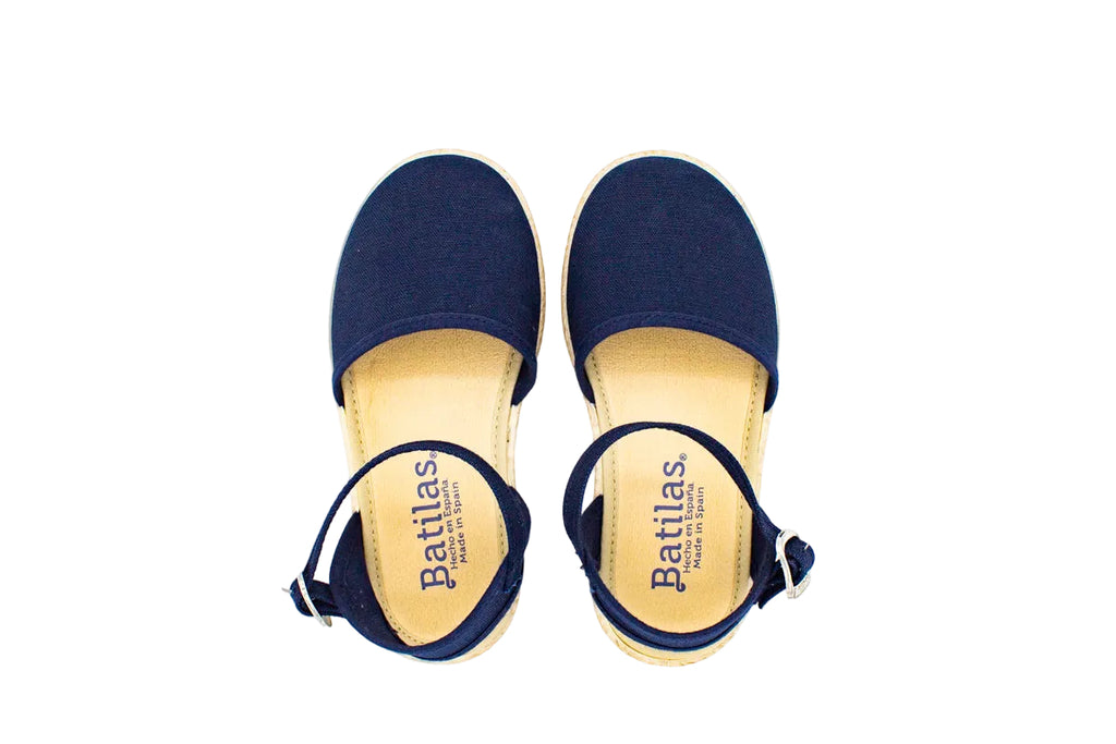 Sandali in cotone con cinturino blu
