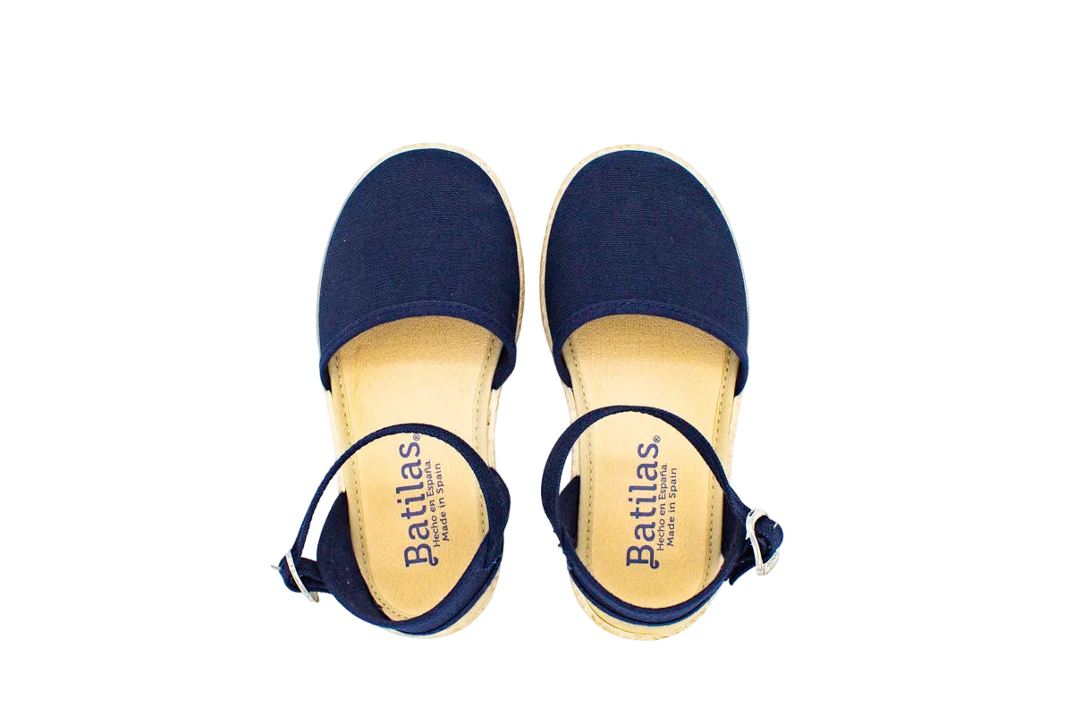 Sandali in cotone con cinturino blu