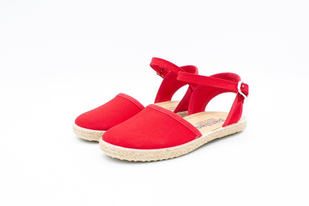 Sandali in cotone con cinturino rosso