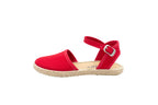 Sandali in cotone con cinturino rosso