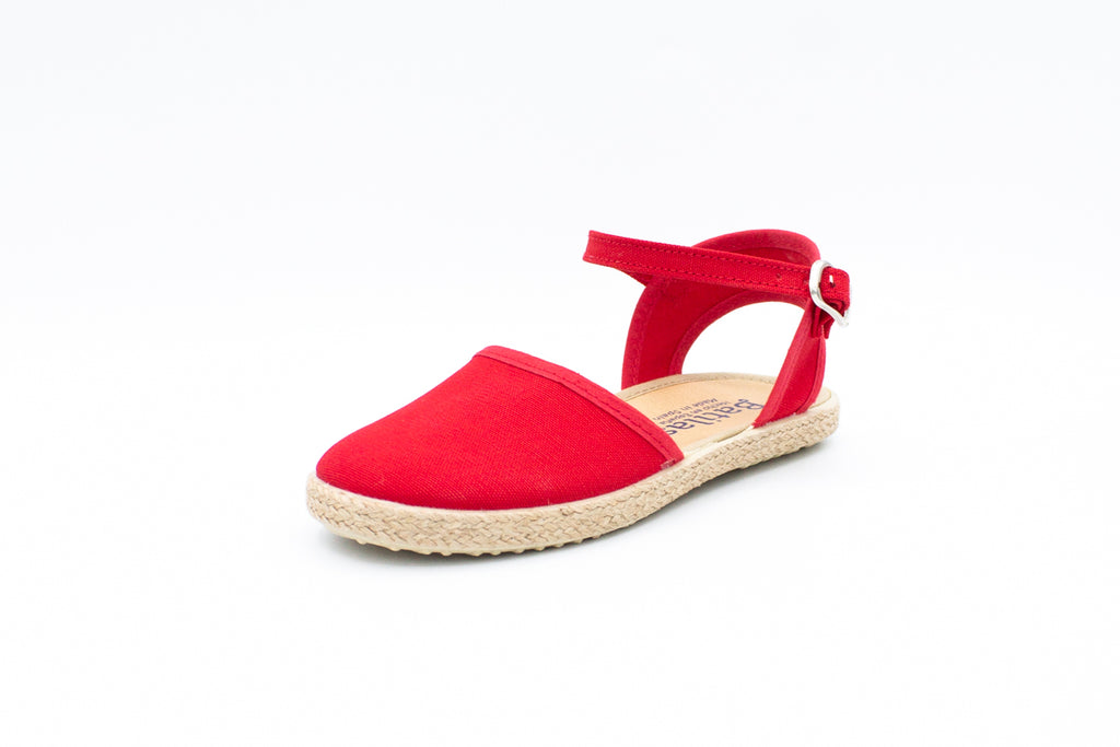 Sandali in cotone con cinturino rosso