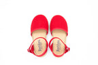 Sandali in cotone con cinturino rosso