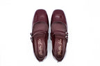 Decolleté in vernice con due cinturini bordeaux