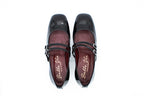 Patent leather court shoes with two straps