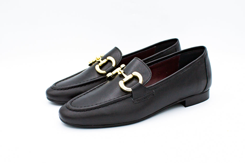 Leather loafers with clamp