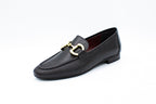 Leather loafers with clamp