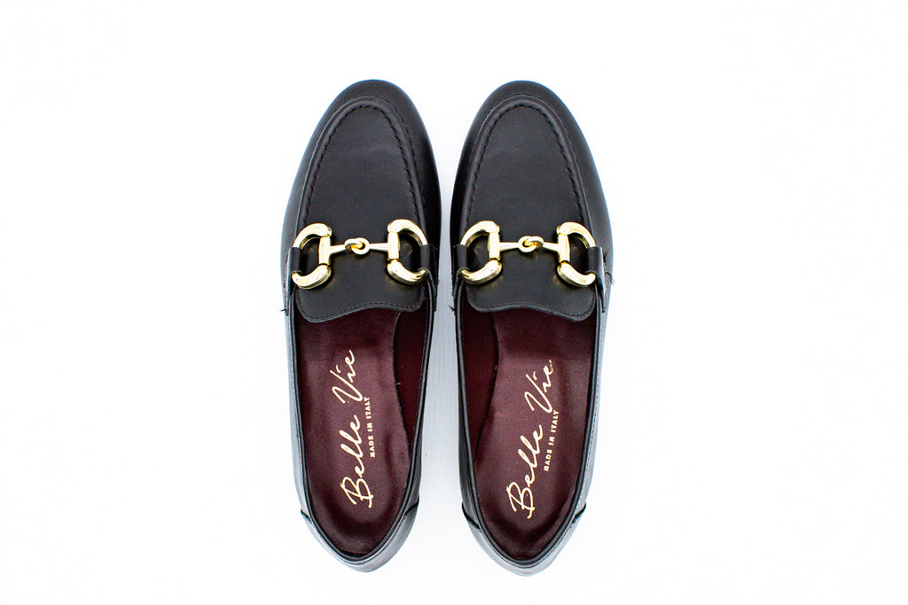 Leather loafers with clamp
