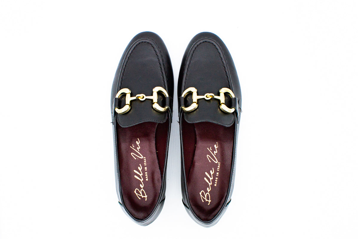 Leather loafers with clamp