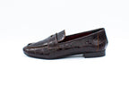 Crocodile print leather loafers