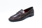 Crocodile print leather loafers