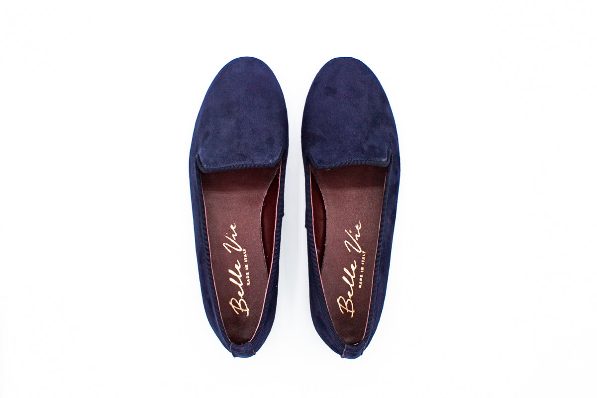 Slip on in camoscio blu
