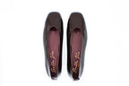 Ballerine in vernice con punta squadrata marrone