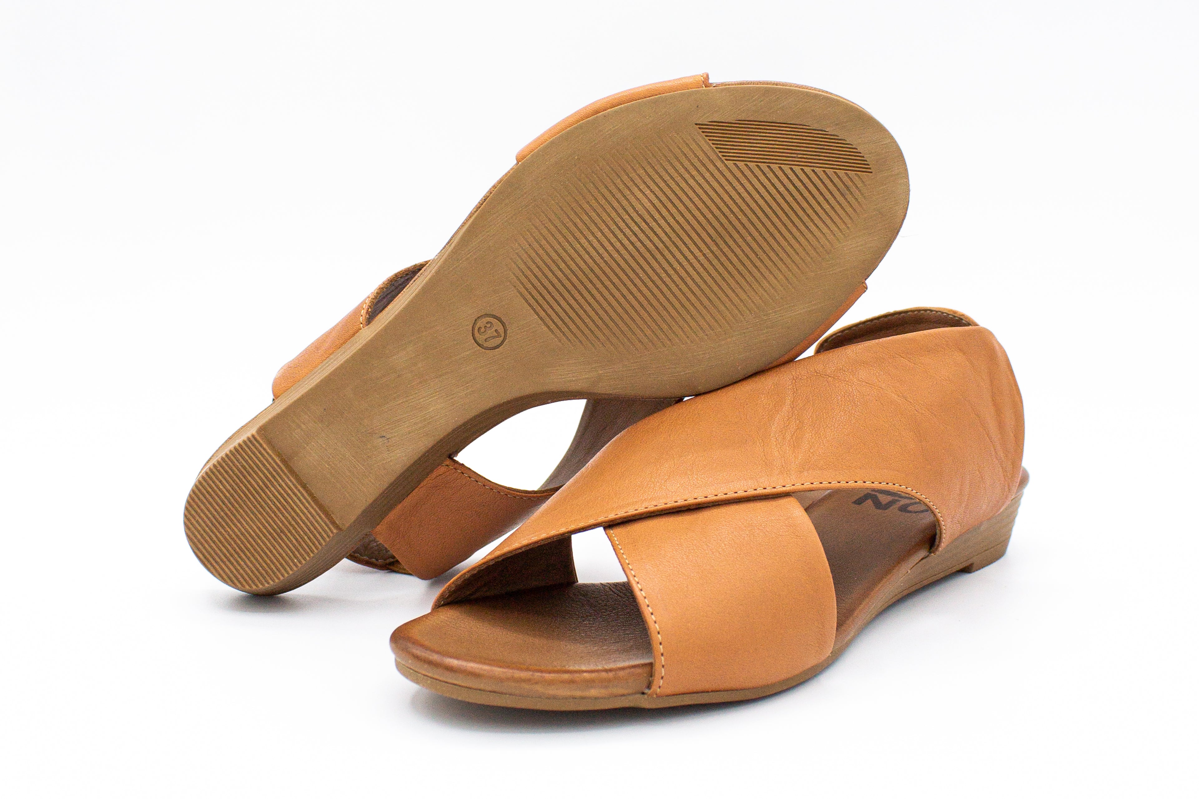 Sandali donna in pelle cuoio