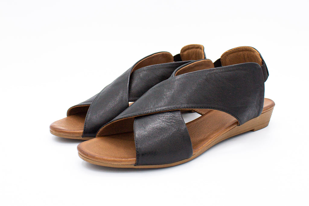 Sandali donna in pelle nero