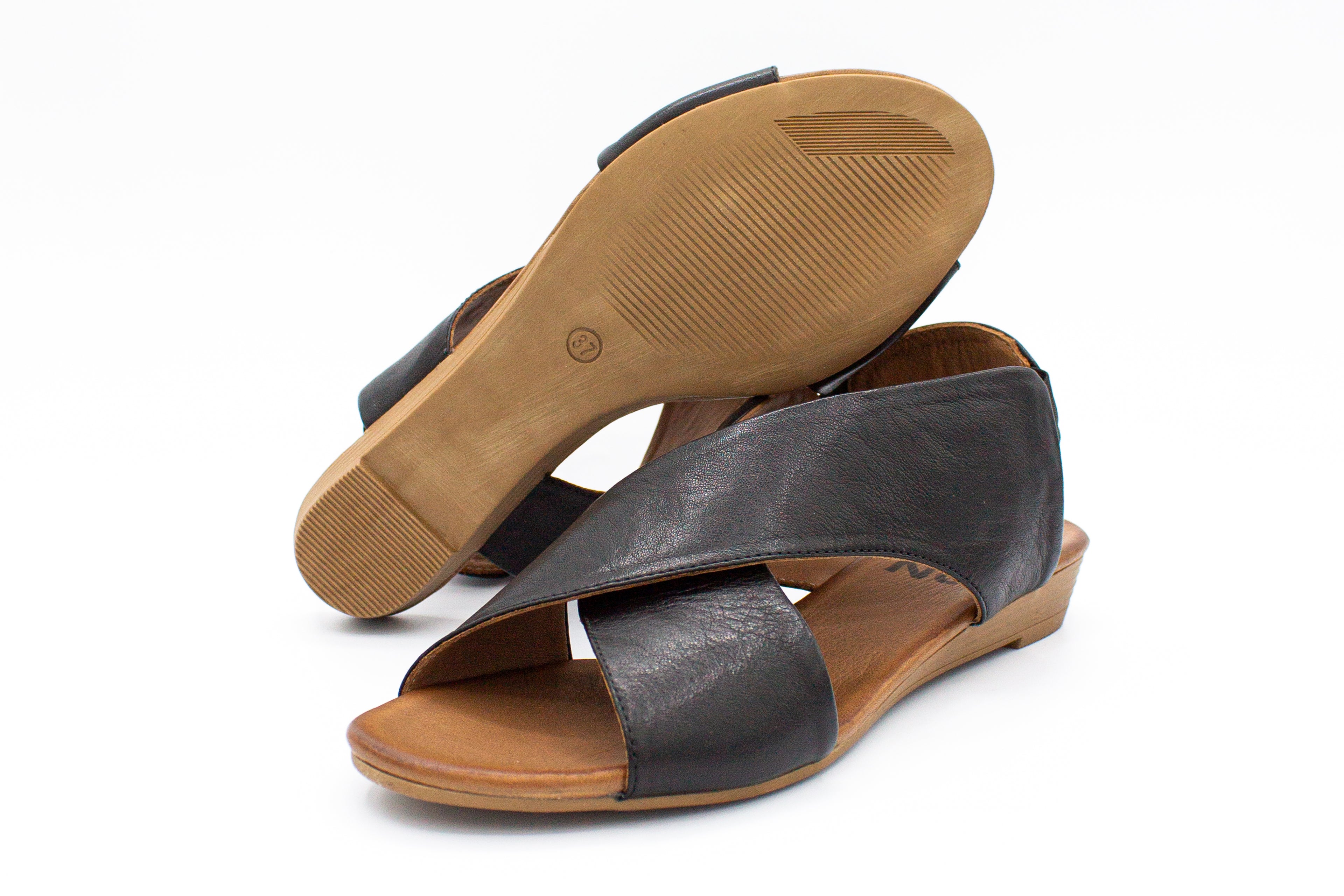 Sandali donna in pelle nero