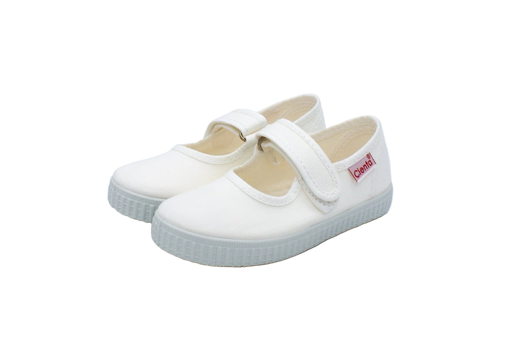 Ballerine in cotone con velcro bianco
