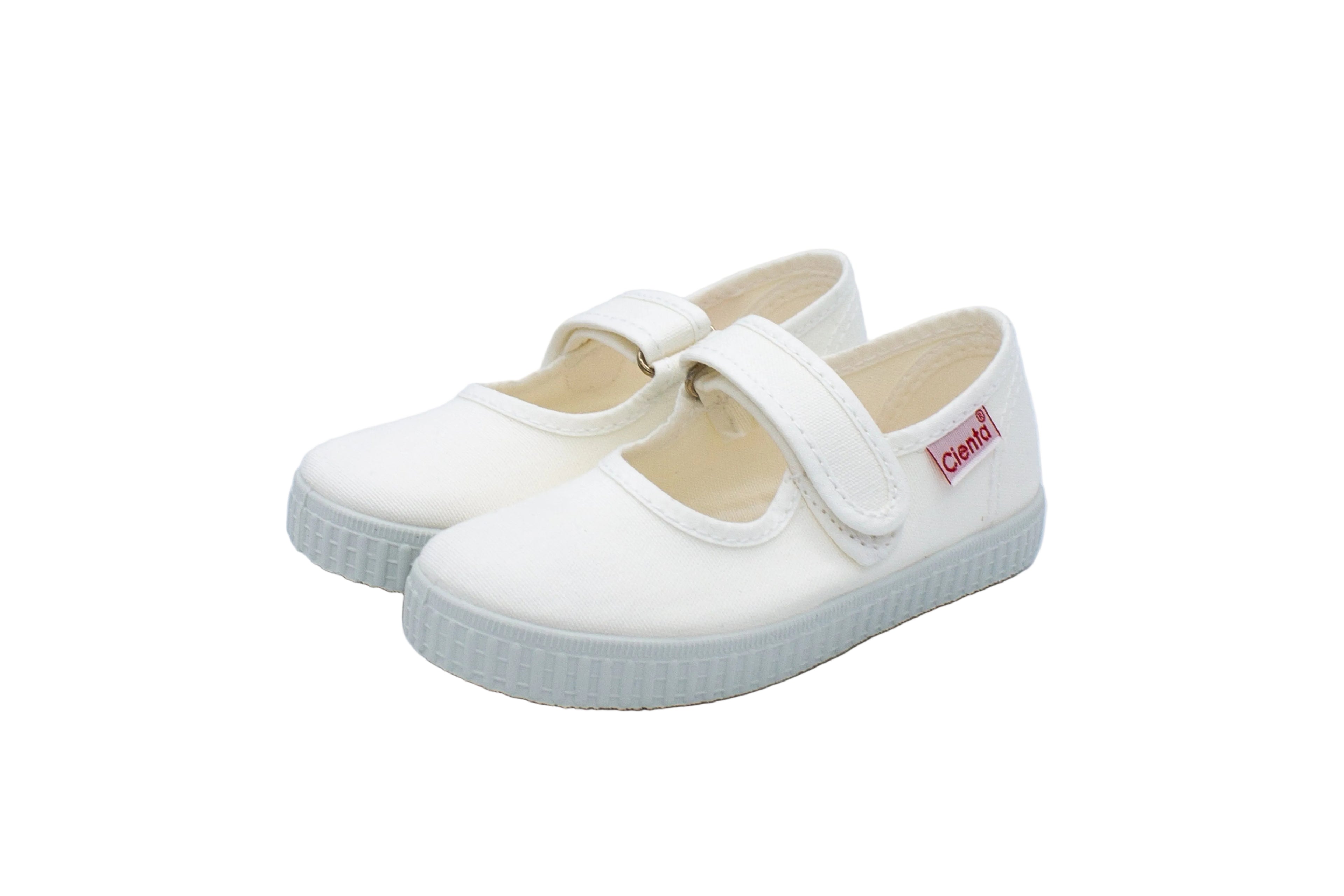 Ballerine in cotone con velcro bianco
