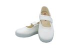 Ballerine in cotone con velcro bianco