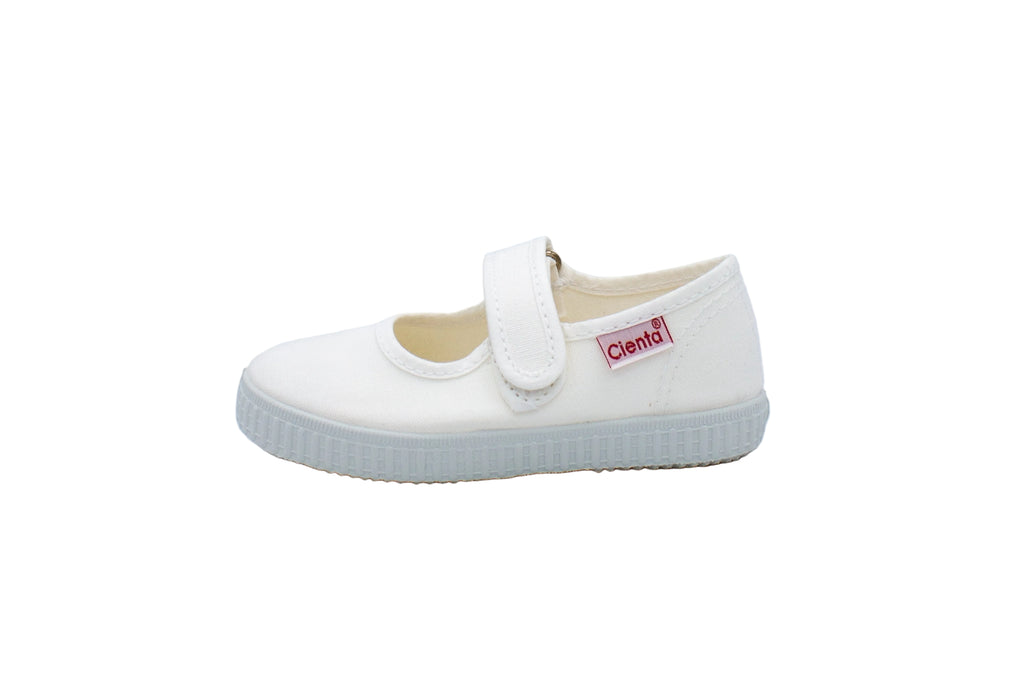 Ballerine in cotone con velcro bianco
