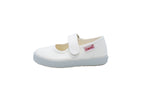 Ballerine in cotone con velcro bianco