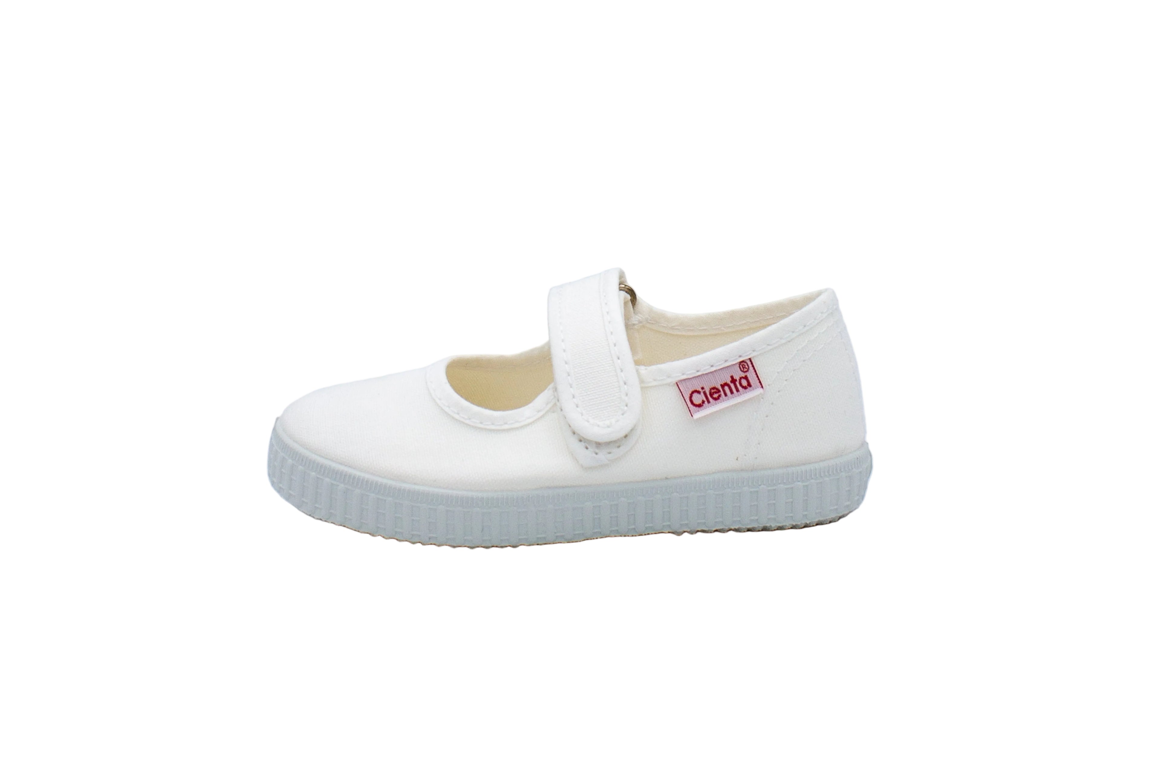 Ballerine in cotone con velcro bianco