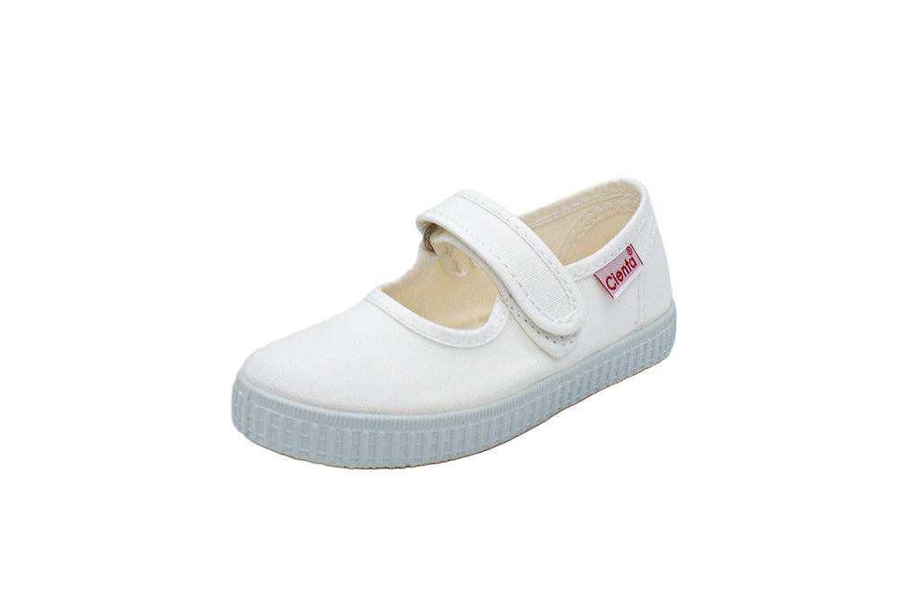 Ballerine in cotone con velcro bianco