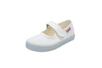 Ballerine in cotone con velcro bianco