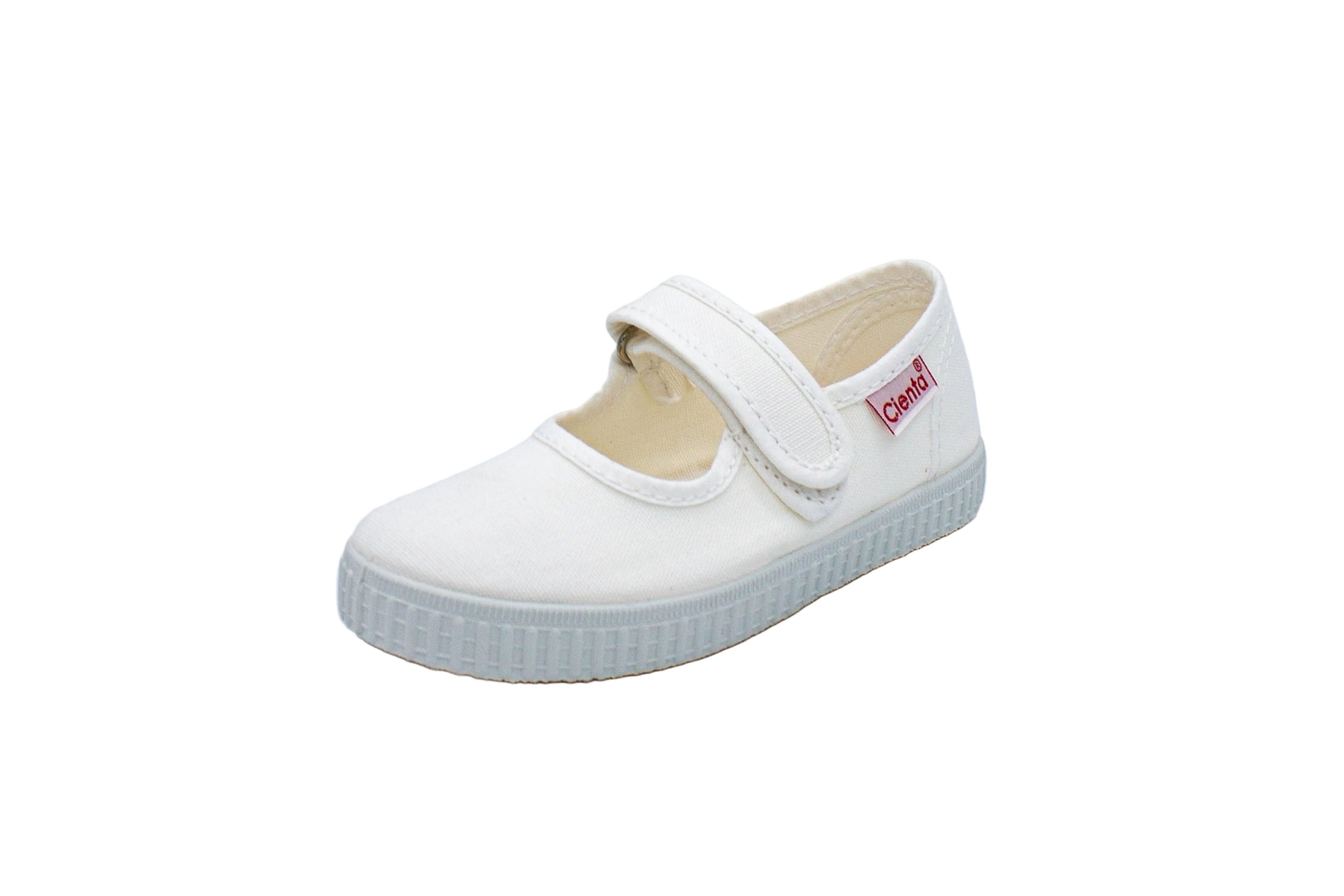 Ballerine in cotone con velcro bianco