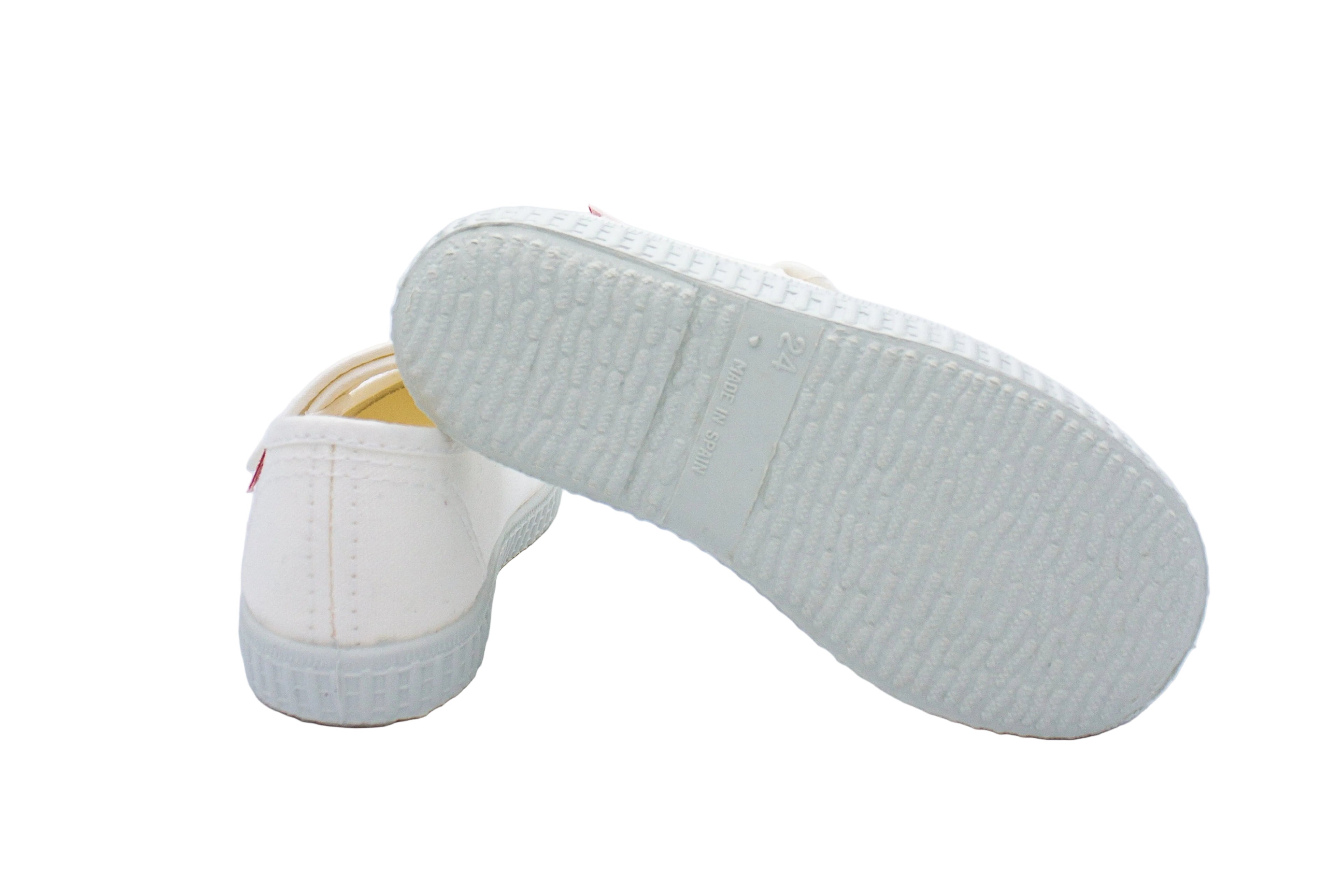 Ballerine in cotone con velcro bianco