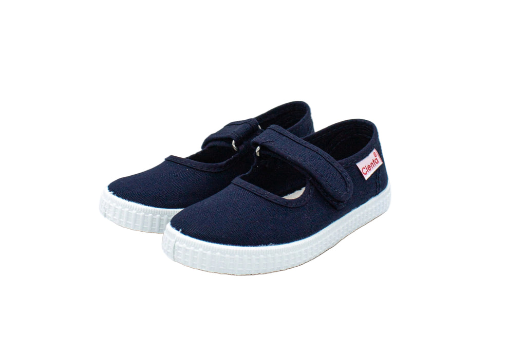 Cotton ballet flats with blue velcro