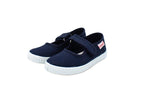Cotton ballet flats with blue velcro