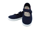 Cotton ballet flats with blue velcro
