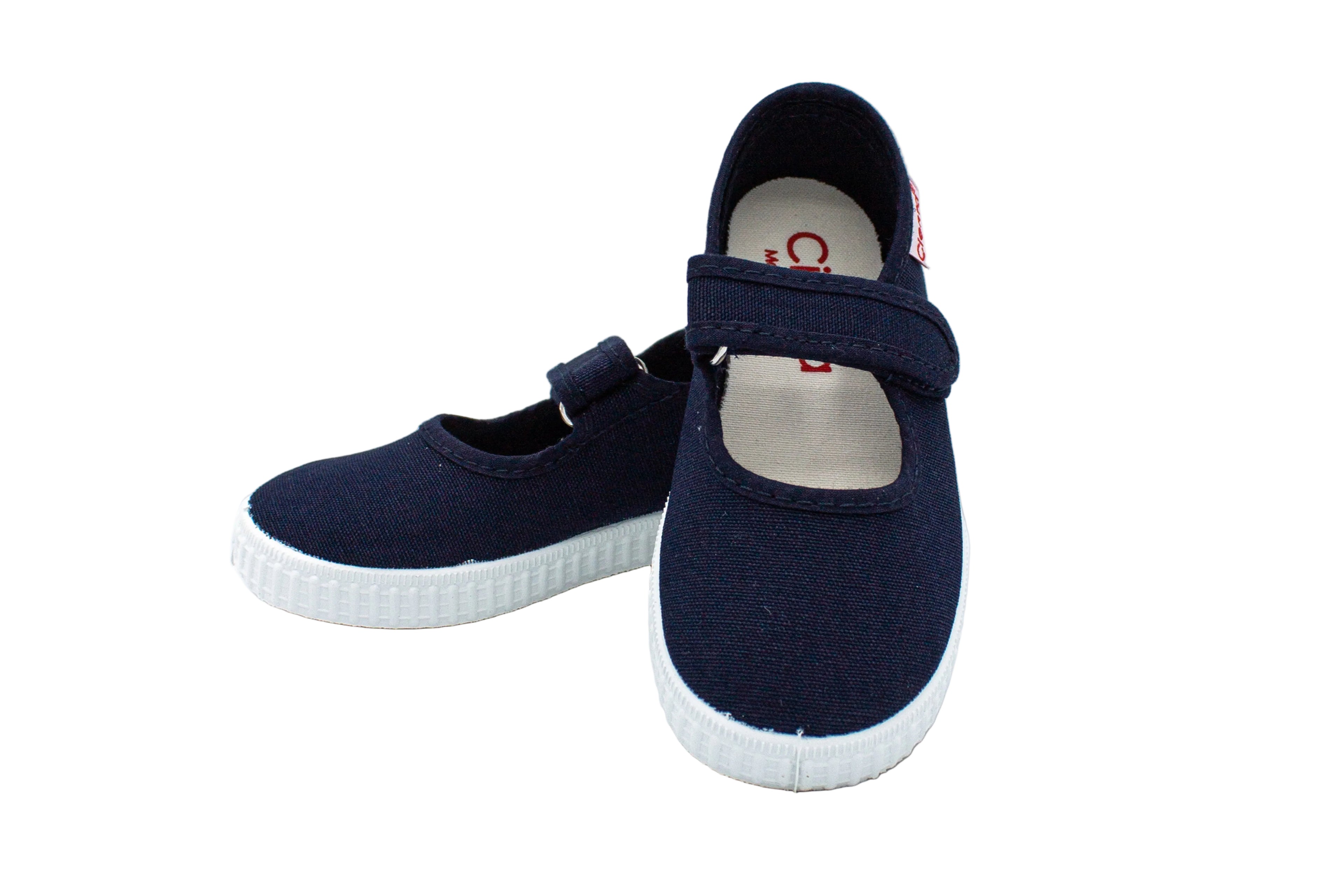 Cotton ballet flats with blue velcro
