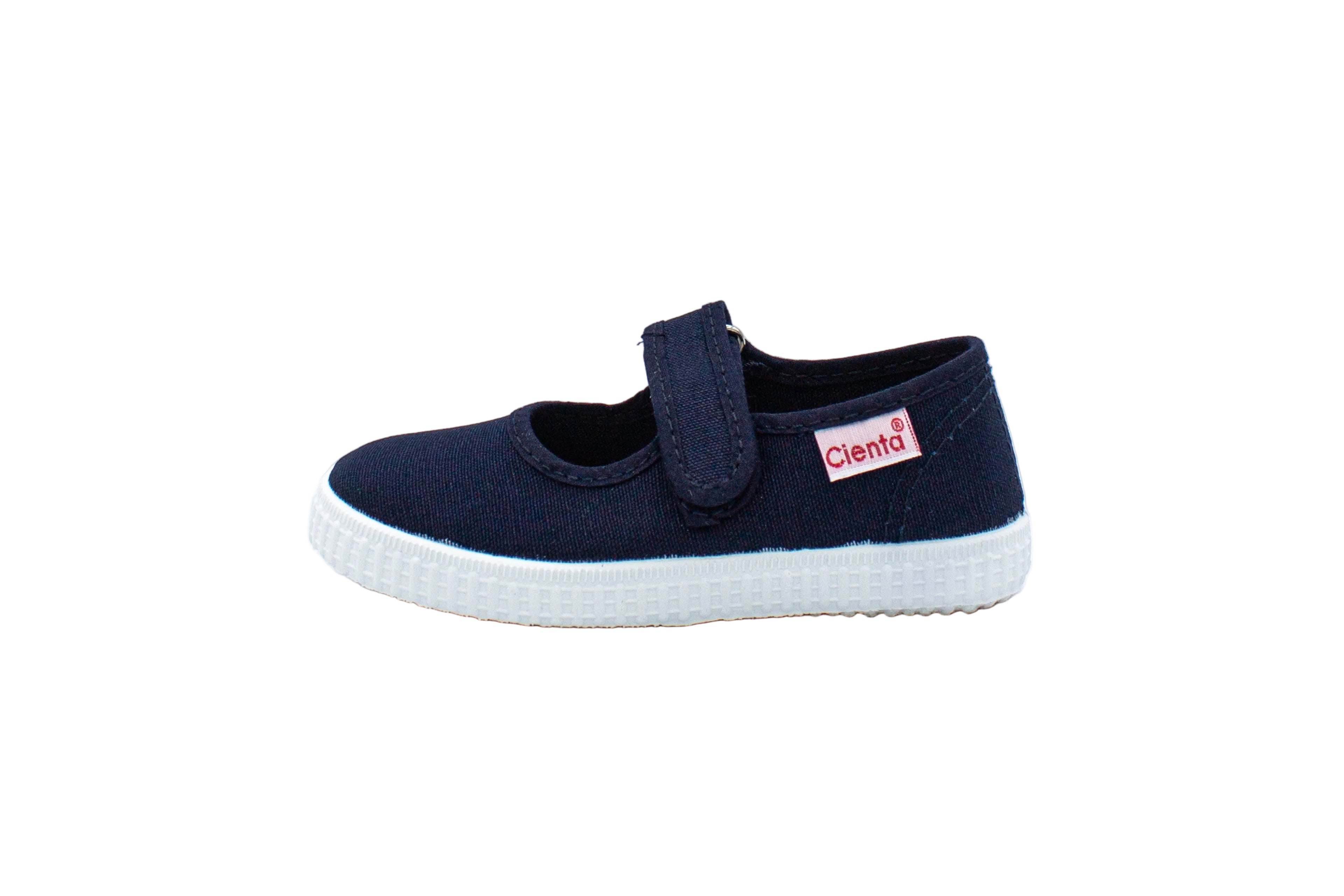 Cotton ballet flats with blue velcro