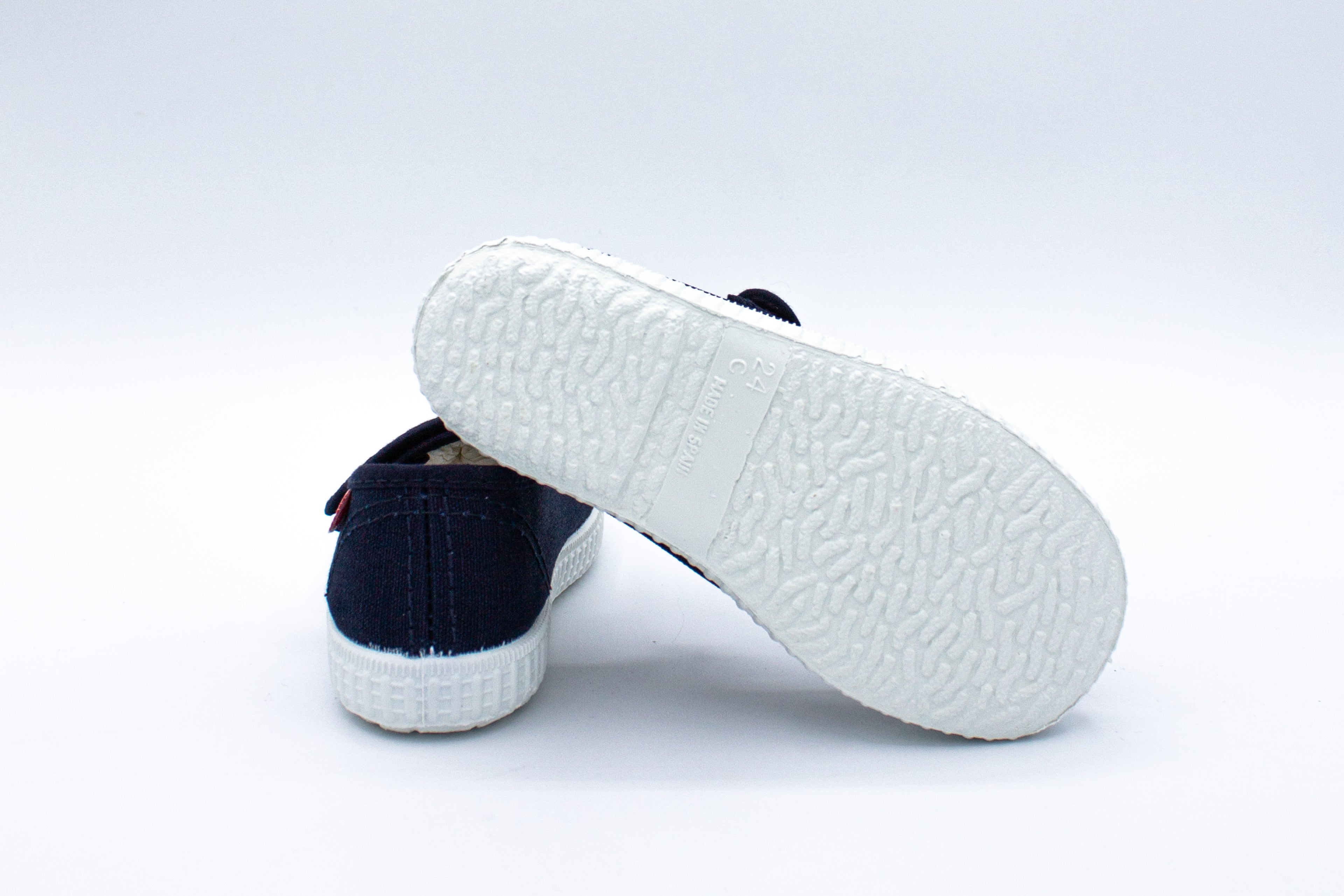 Cotton ballet flats with blue velcro