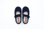 Cotton ballet flats with blue velcro