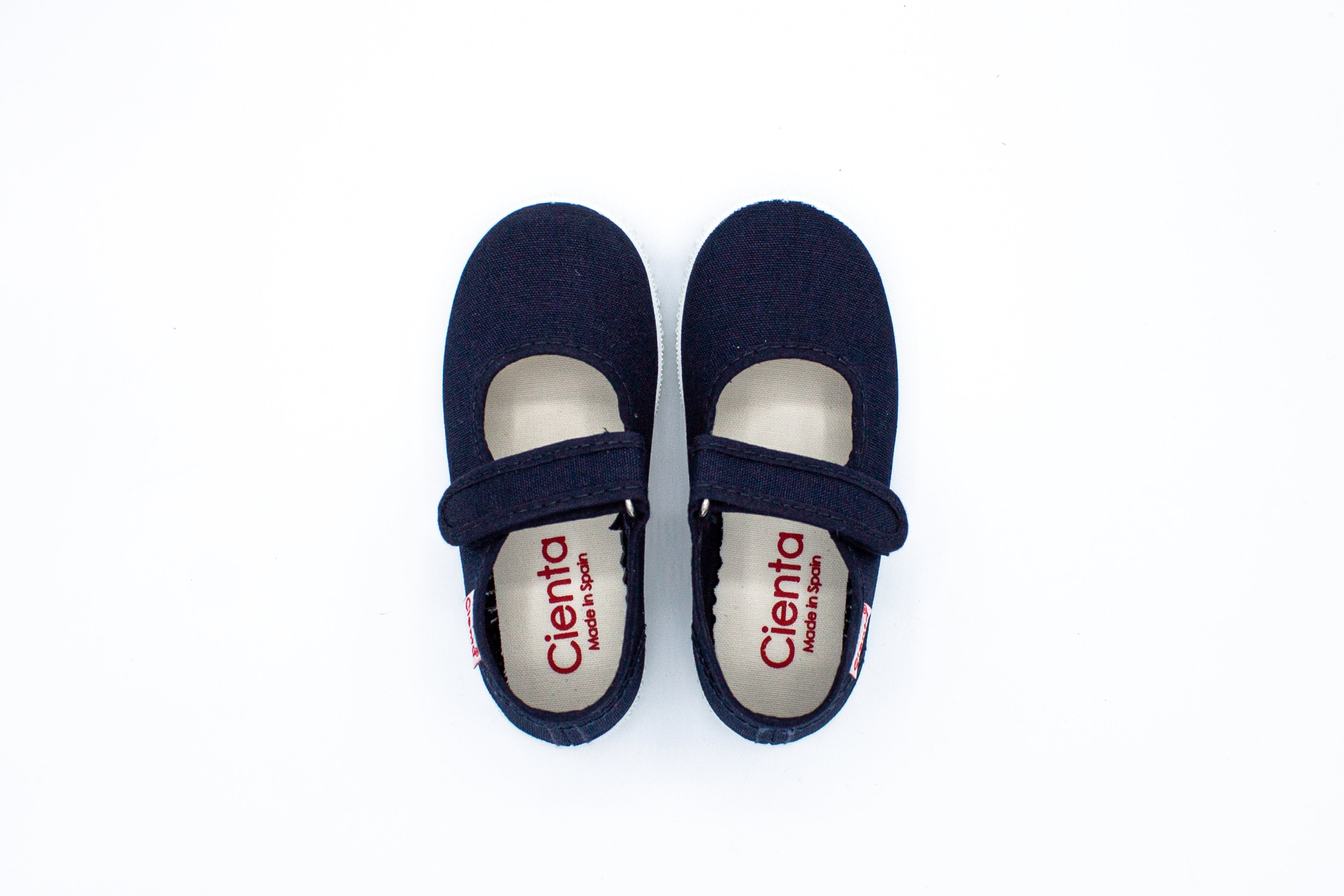 Cotton ballet flats with blue velcro