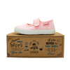 Ballerine in cotone con velcro rosa