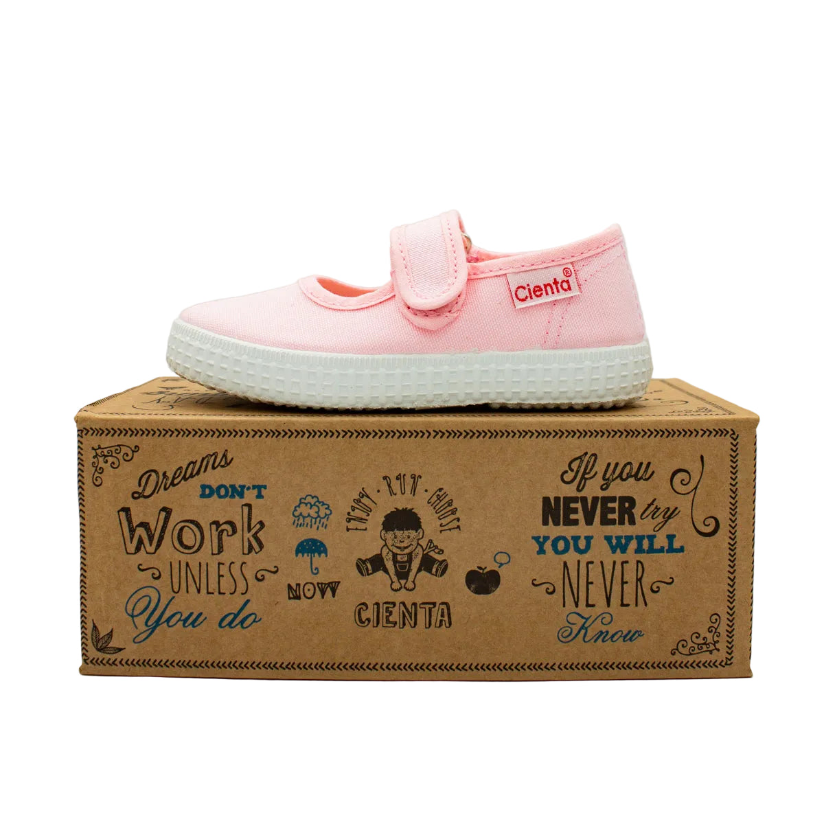 Cotton ballet flats with blue velcro