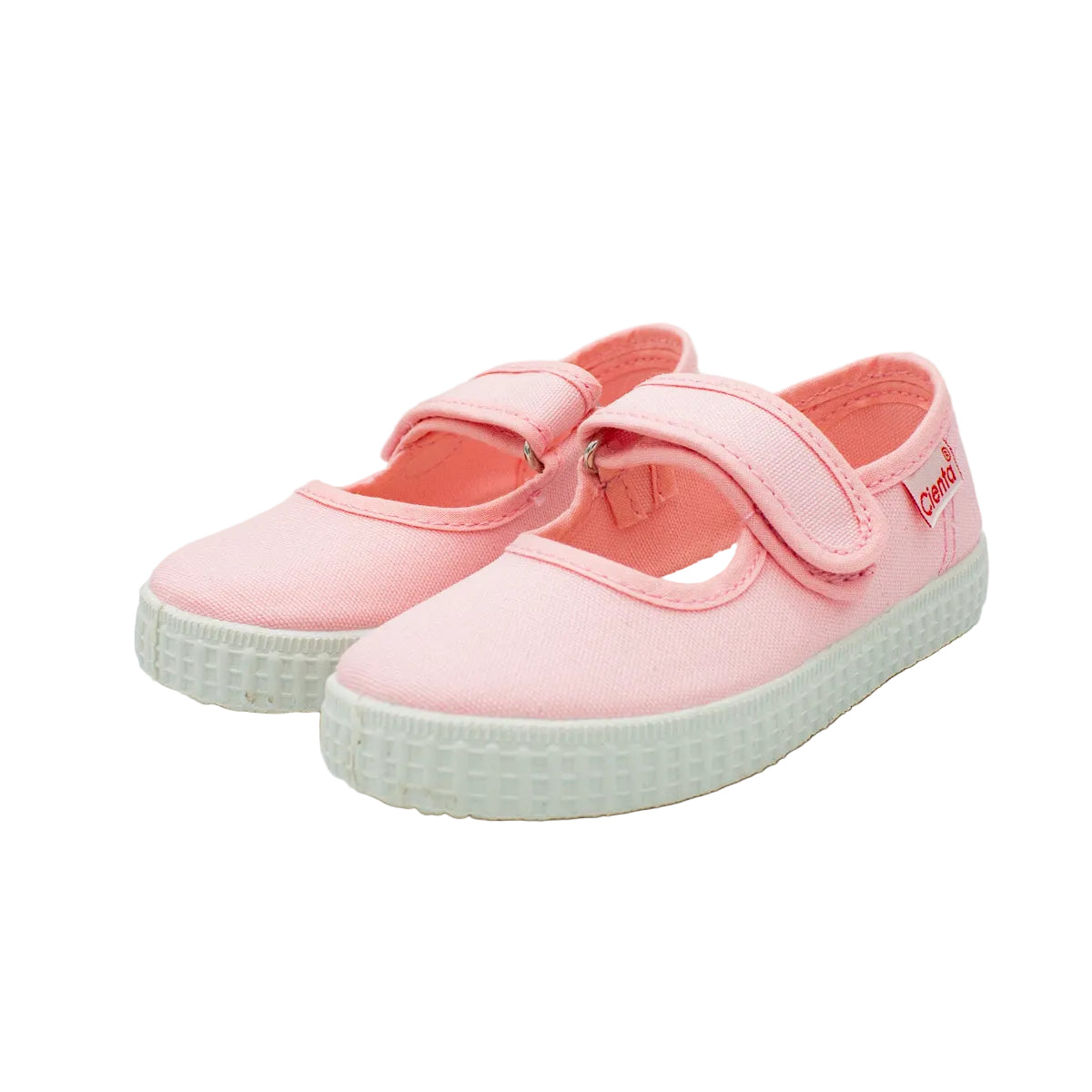 Cotton ballet flats with blue velcro