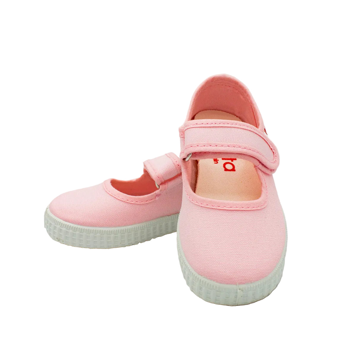 Cotton ballet flats with blue velcro