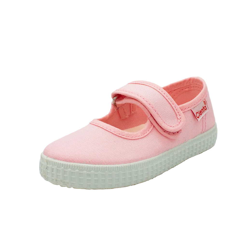 Cotton ballet flats with blue velcro
